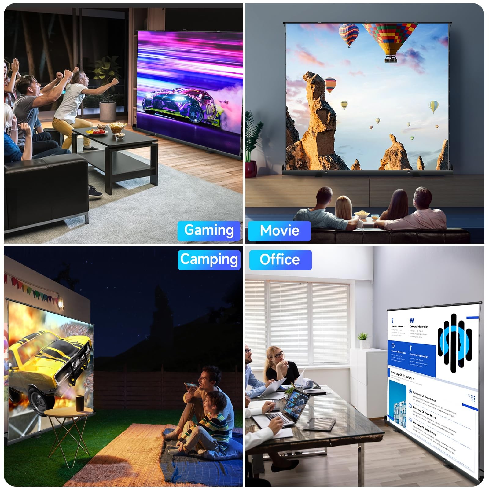 Tab-Tension Portable ALR Manual Pull Up Projector Screen,Outdoor Projector Sc...