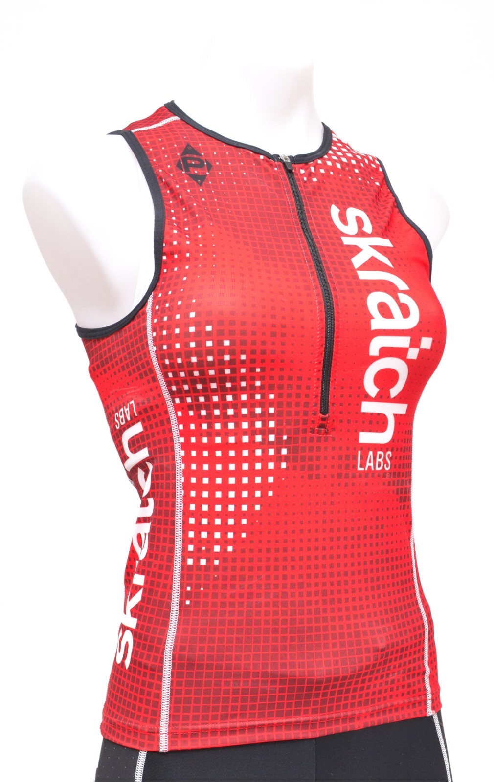Panache skratch LABS Women Sleeveless Triathlon Zip Top SMALL Red Race Singlet