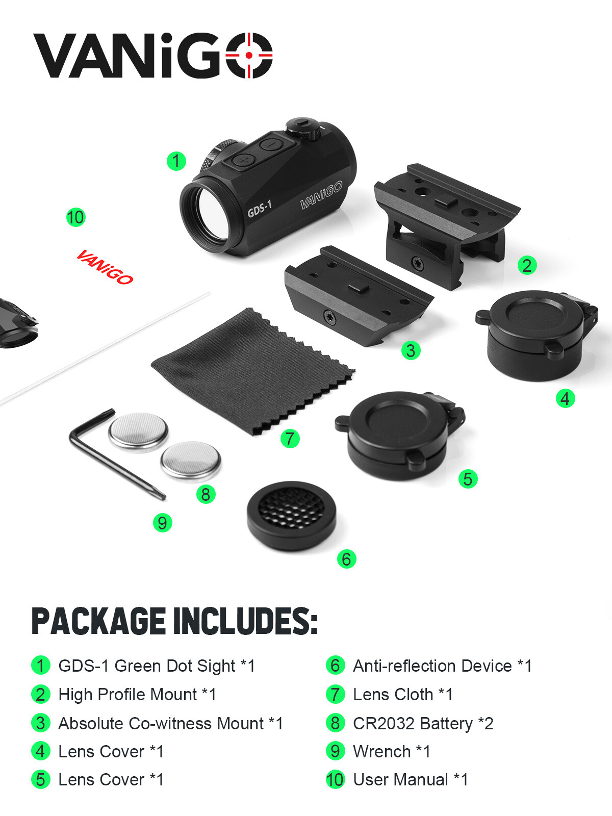 Green Dot Sight 2 MOA 1x20mm Holographic Sight for Picatinny & Weaver Rails