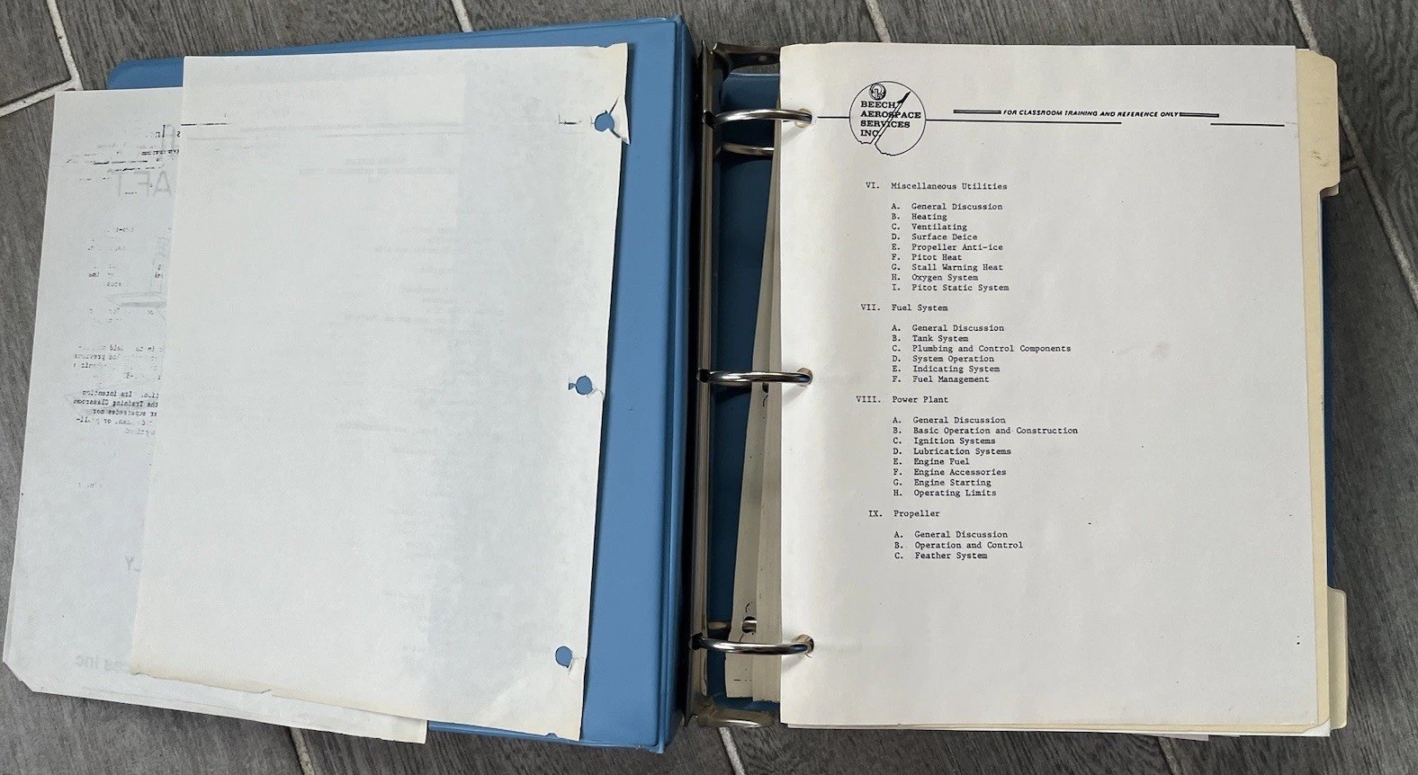 Beachcraft U-8 Aircraft Training Manual for Classroom Training Reference Only Og