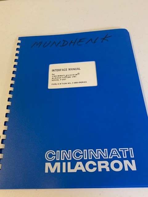 Cincinatti Milacron Interface Manual Acramatic 900 CNC