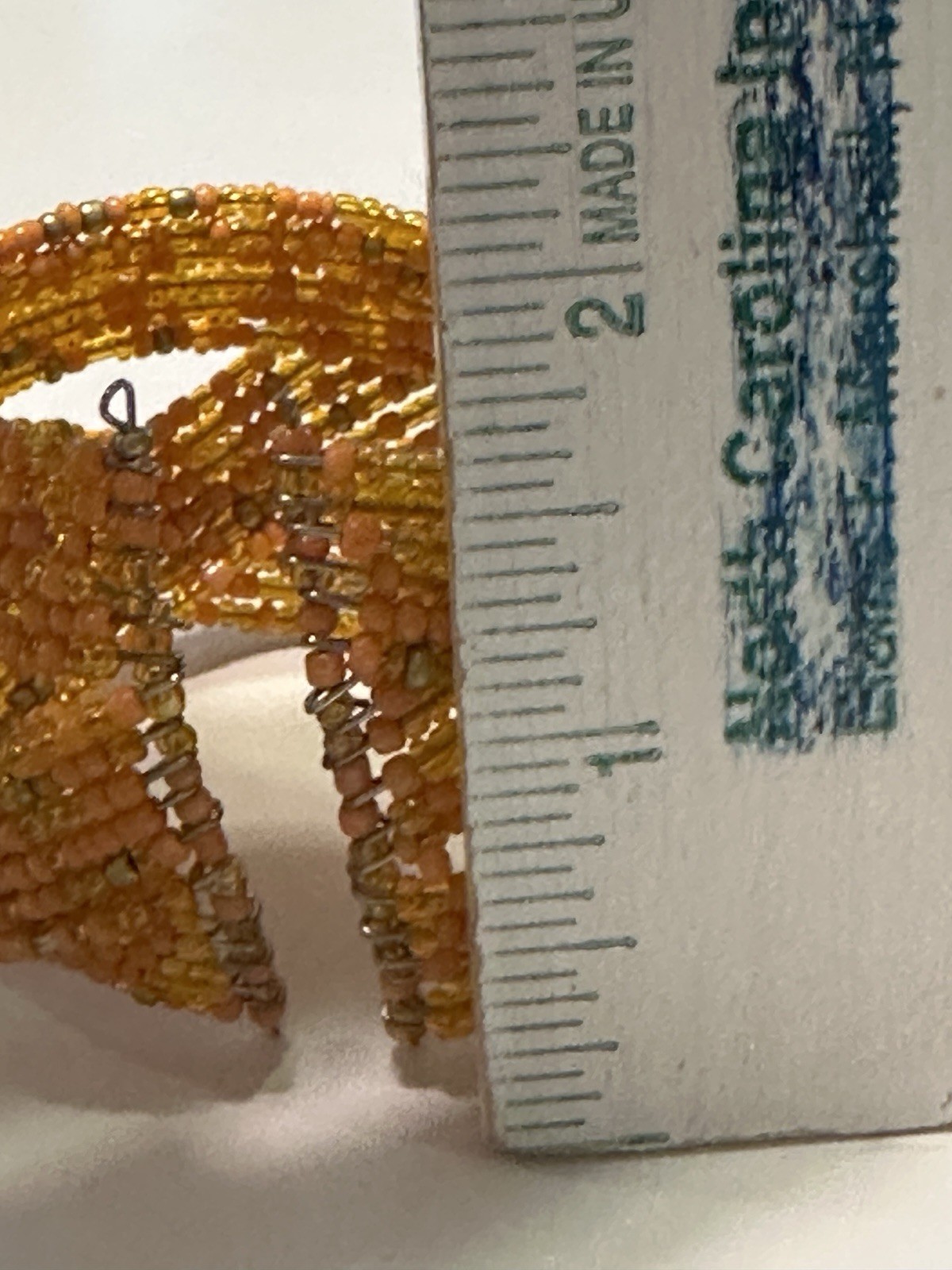 Beaded Braided Orange Gold ￼ memory wire Cuff Statement bracelet