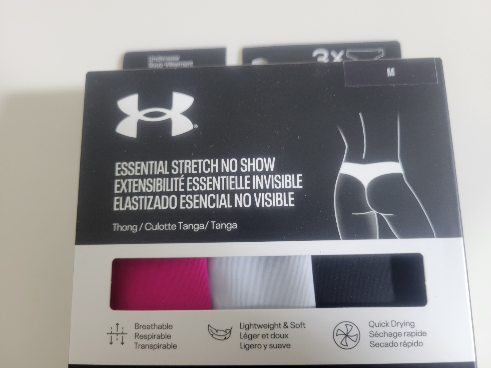Women's Under Armour Essential Stretch No Show Thongs 3 Pack Size M