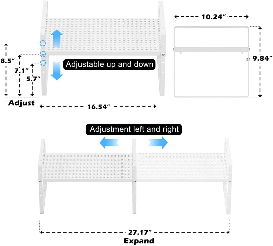 Stackable Expandable Cabinet Shelf Rack - 3 Pack Kitchen Organizer