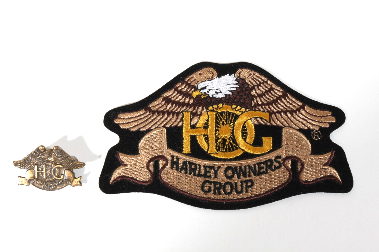 Harley Davidson HOG Harley Owners Group Patch And Pin, Eagle Wings, Dated 1983