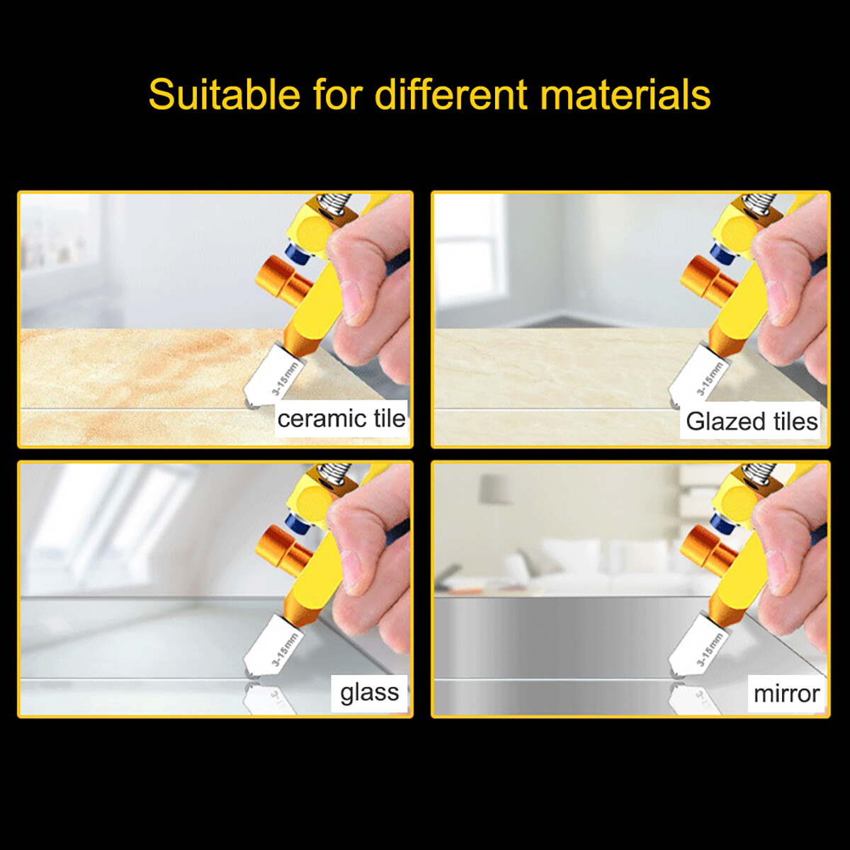 2 in 1 Manual Tile Glass Cutter Mirrors Ceramic Tile Cutting Handheld Tools