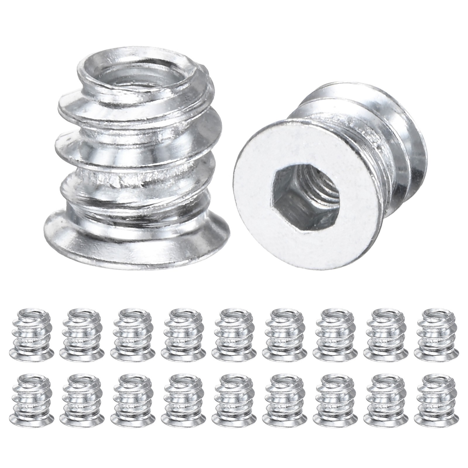 20-Pack Threaded Inserts for Wood, M4x10mm Threaded Insert Nuts [Silver Tone]