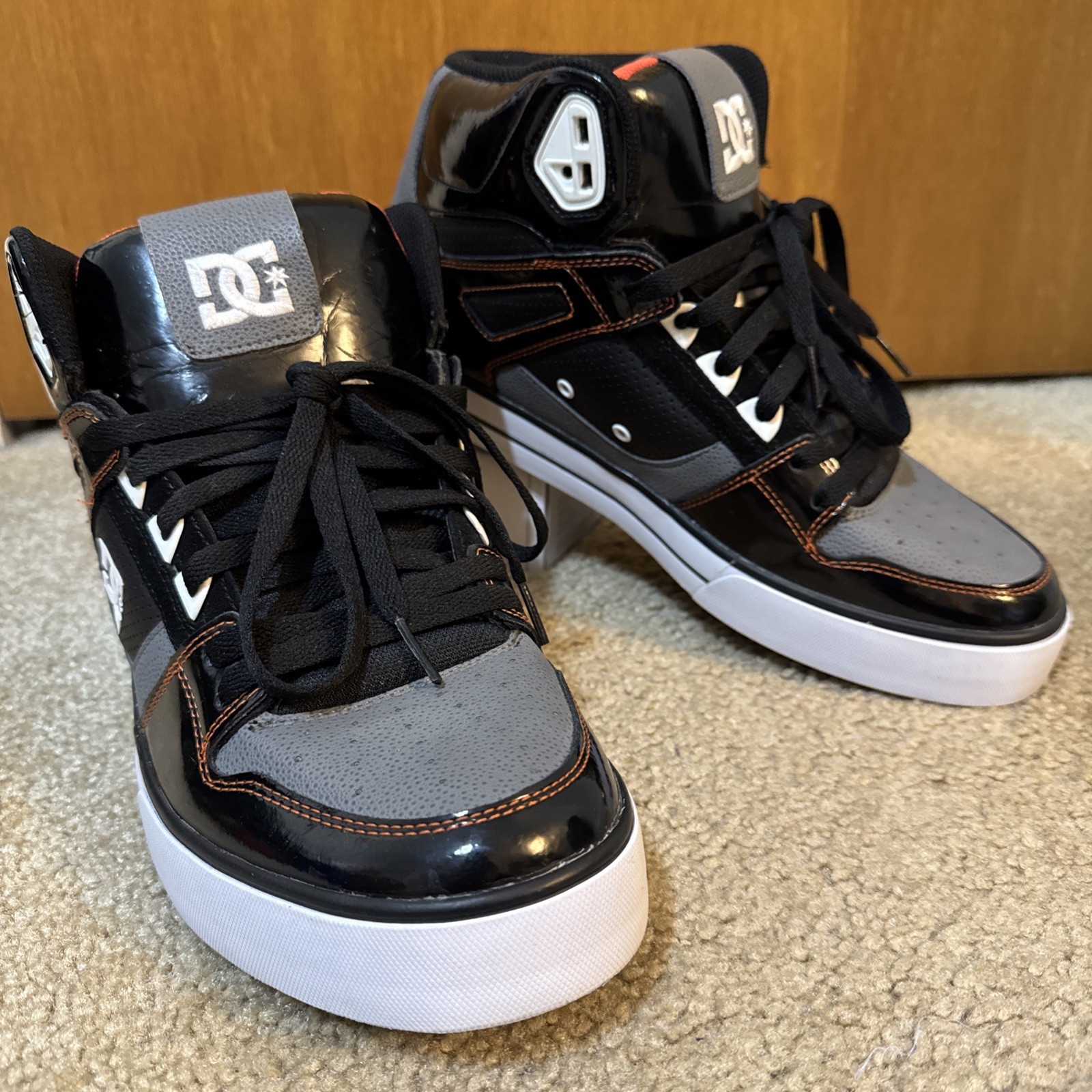 DC Men's Spartan High-Top WC Skateboarding Shoes Black Gray & Orange Size 13