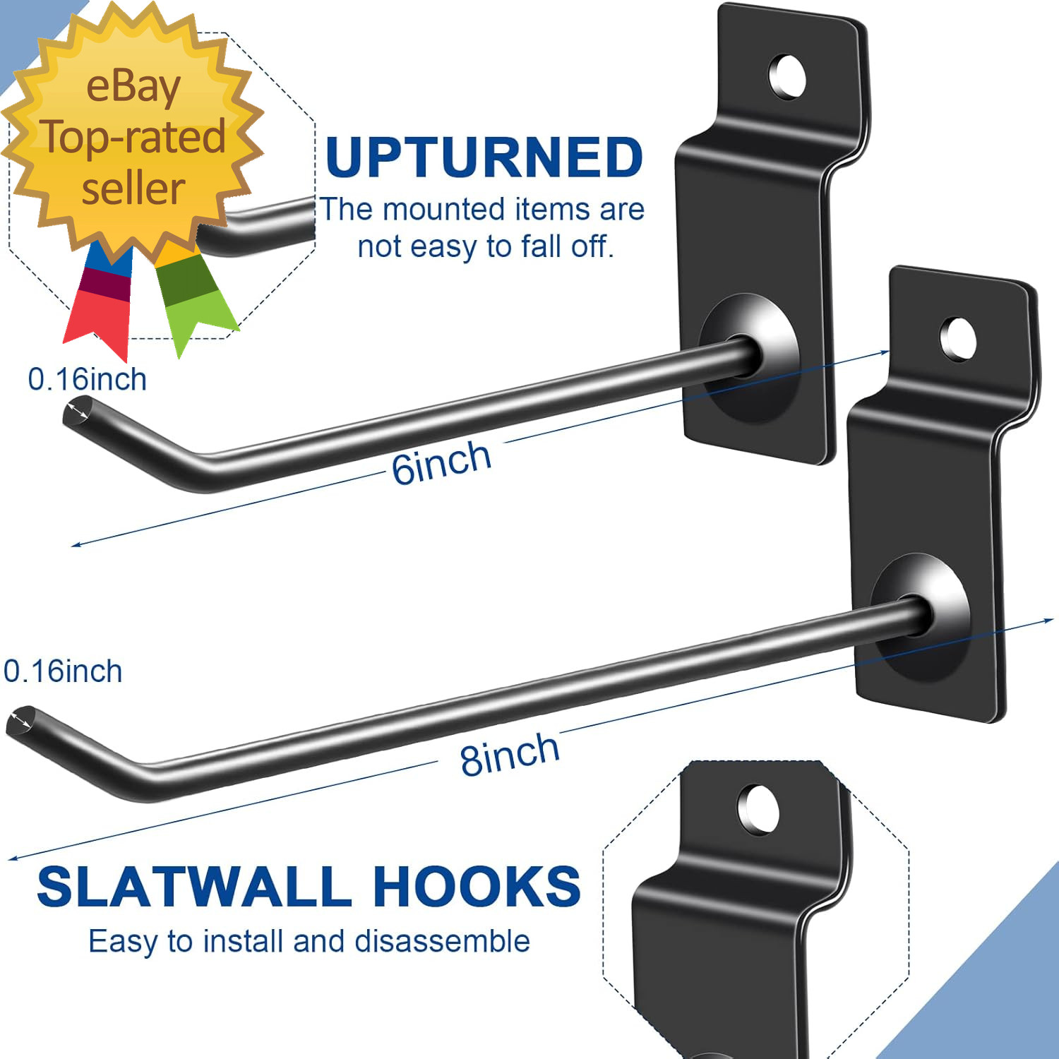 100 Pack Slatwall Hooks Panel Display Hooks Slat Board Peg Accessories Heavy Dut