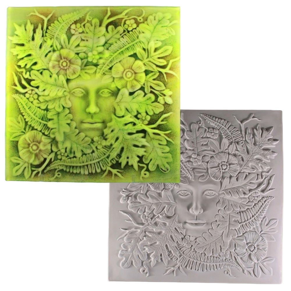 12"SQ.-Deep .5" Lady in the Woods Texture Mold Glass Fusing