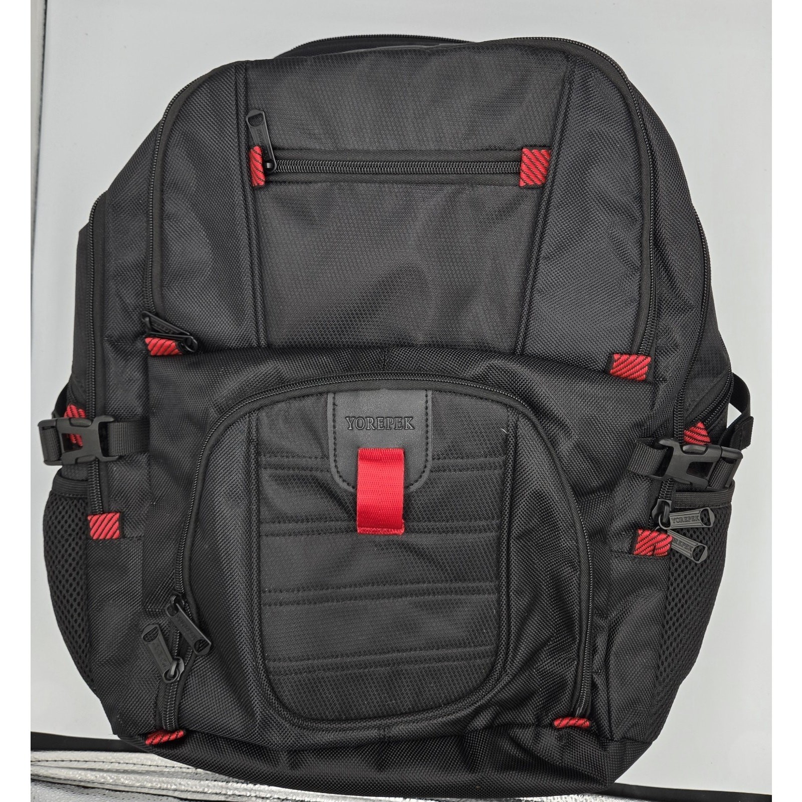 Yorepek Extra Large Travel Laptop Backpack, Black with Red