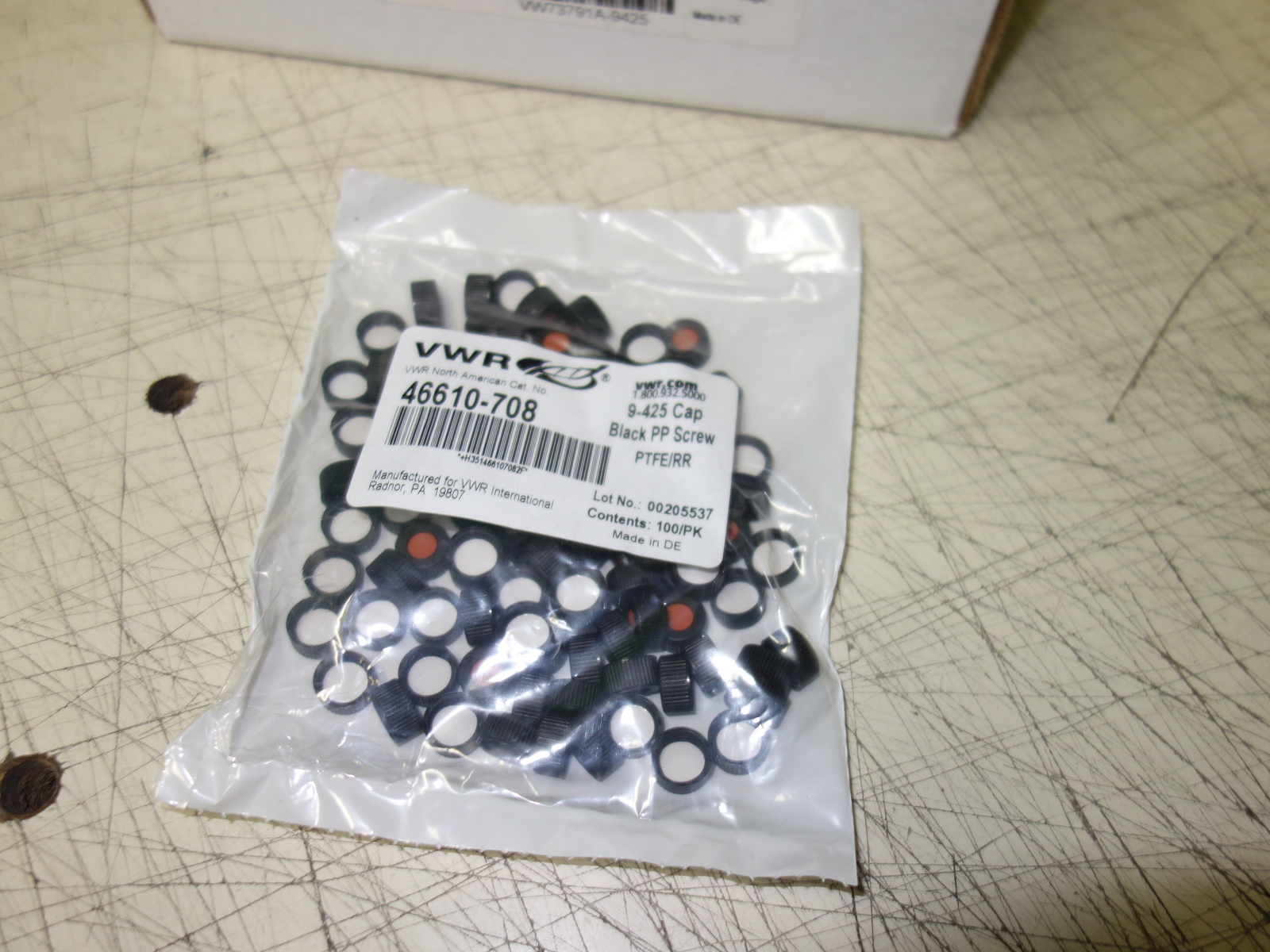 VWR Plastic Black Caps for 9mm Screw-Thread Vials PTFE/Silicone 46610-708 100/PK
