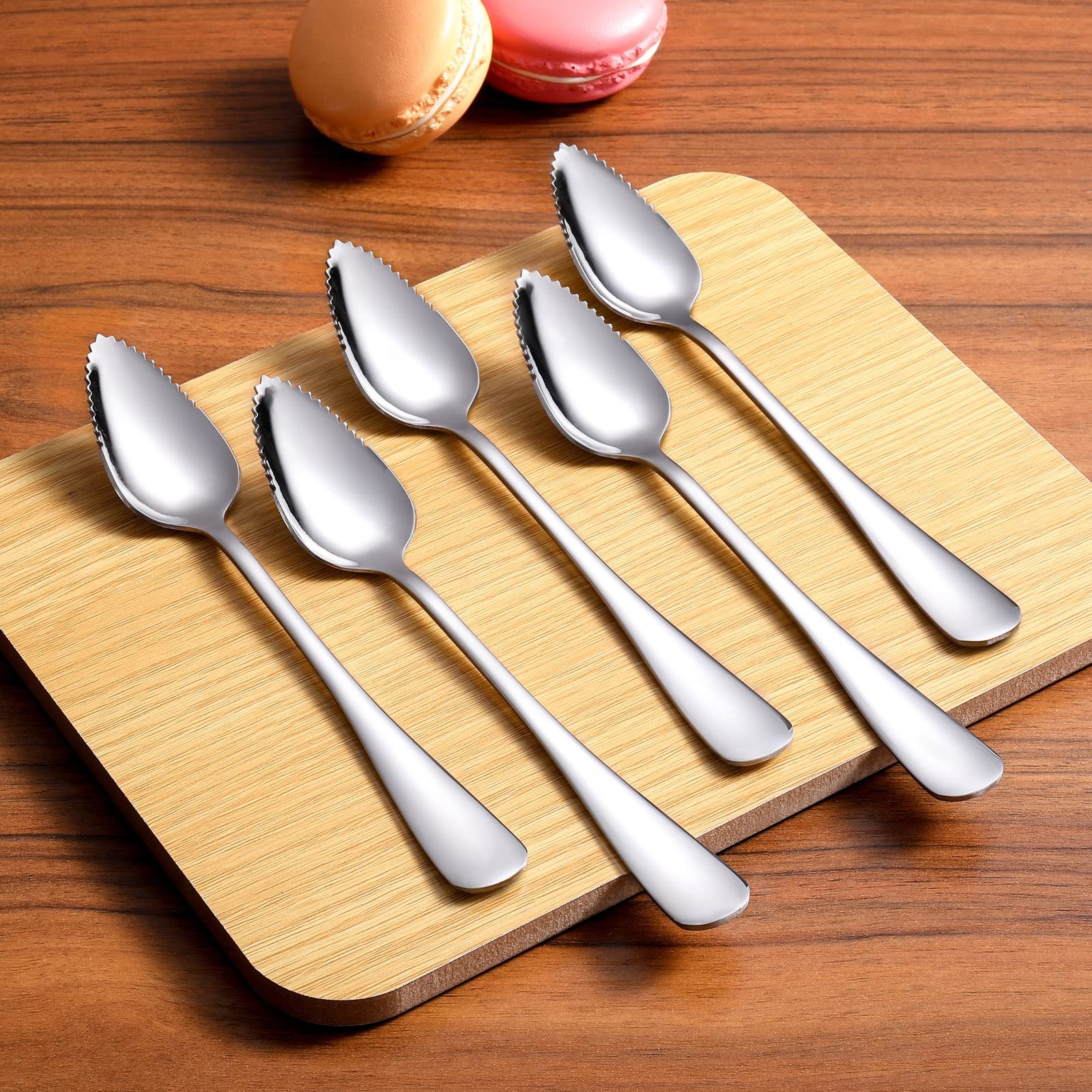 5 PCS Grapefruit Spoons, Stainless Steel Spoon 5 Pcs, Silver