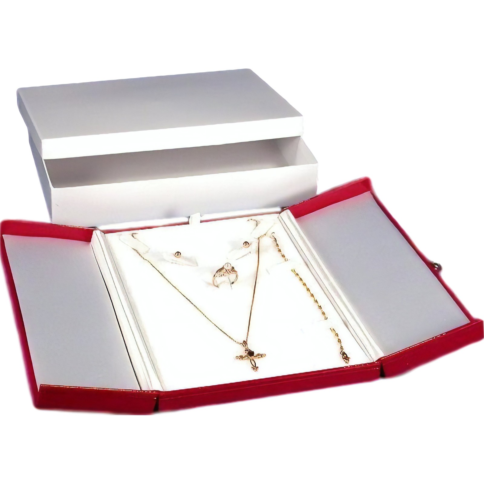 Earring Ring Red Leather Combo Jewelry Gift Box Display