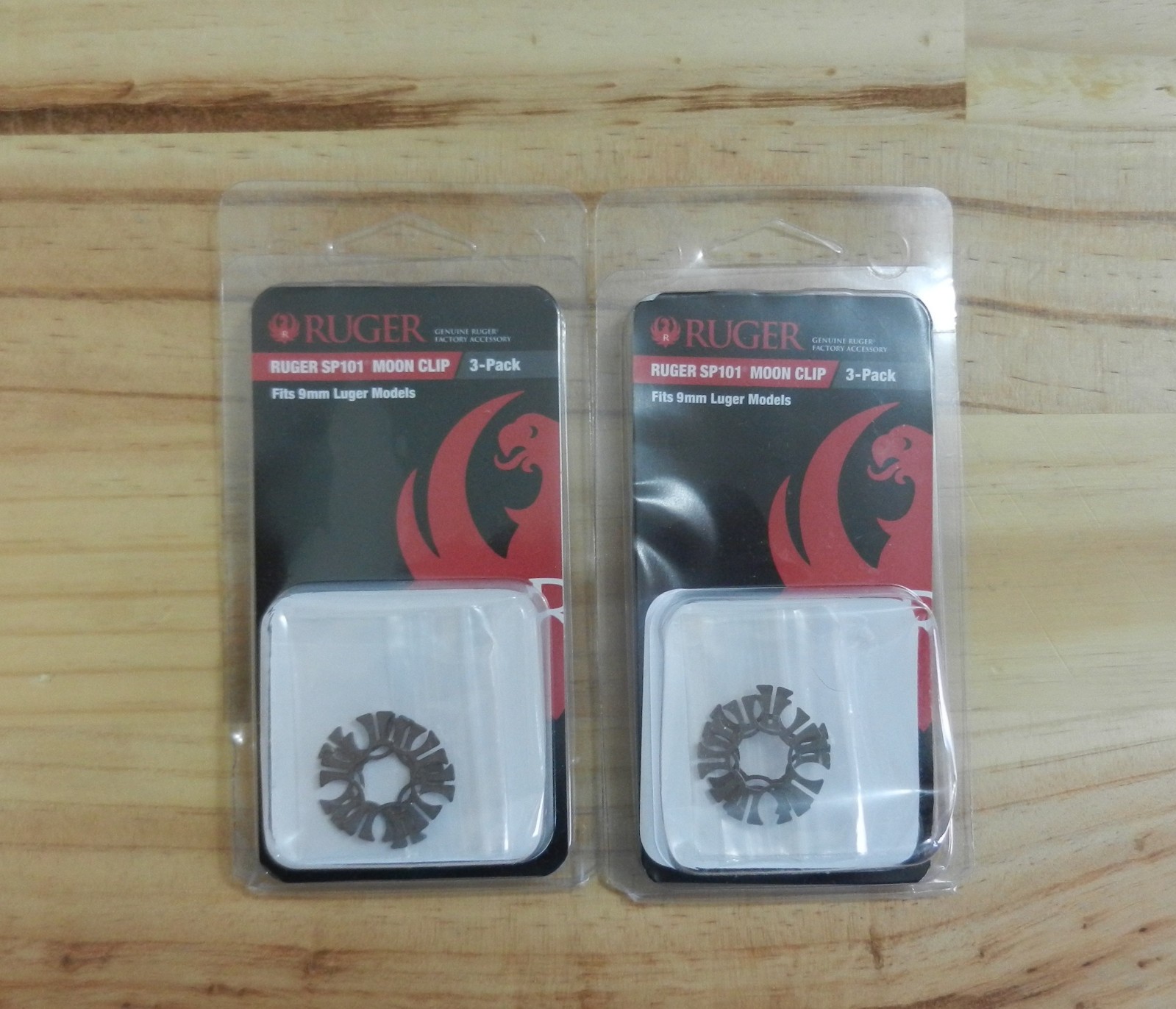 Ruger Moon Clips;  Made for SP101 9mm Revolver;  2 Packs of 3 Clips;  90516