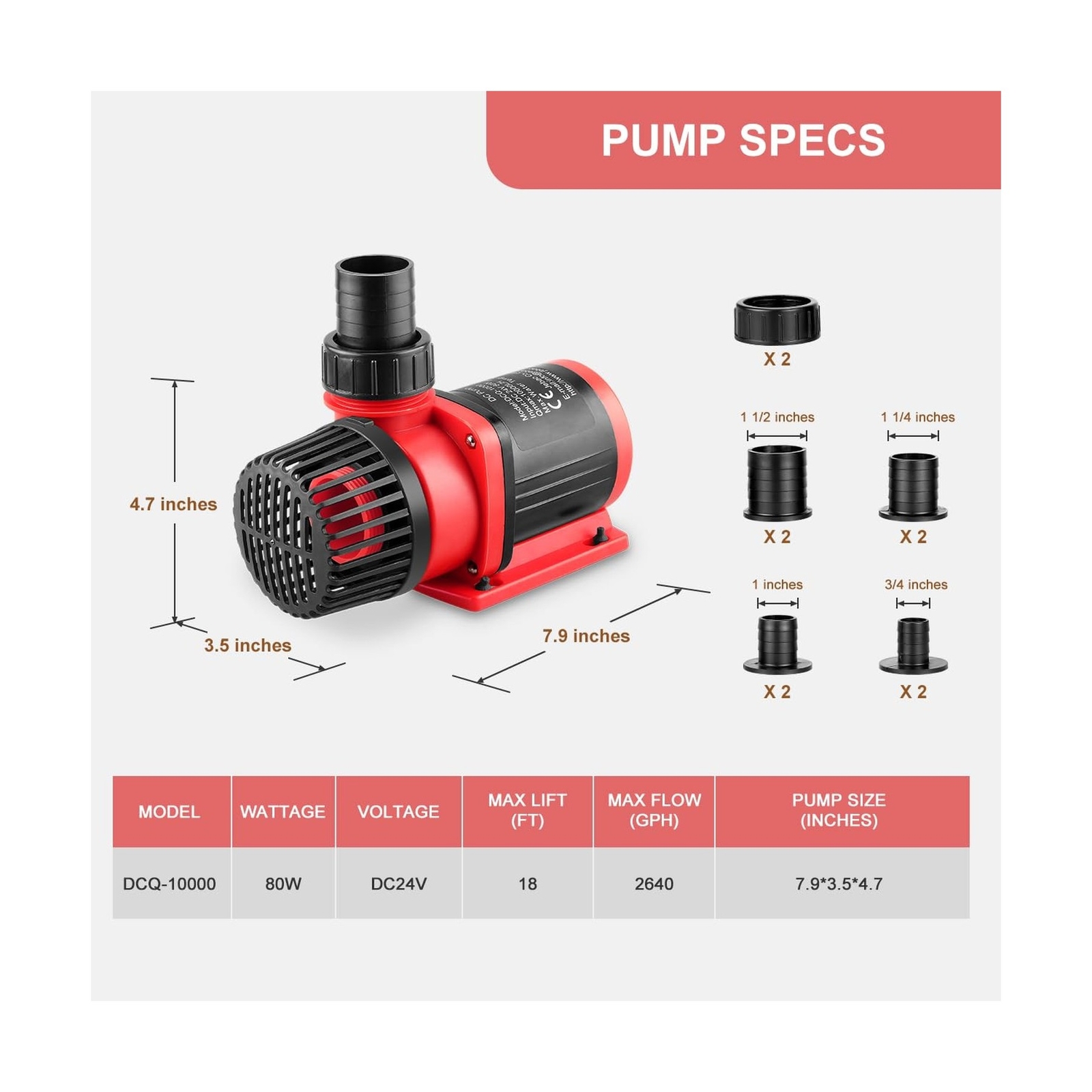 2640GPH 80W Aquarium DC Retrun Pump With LCD display Controller,DC24V 18FT Li...