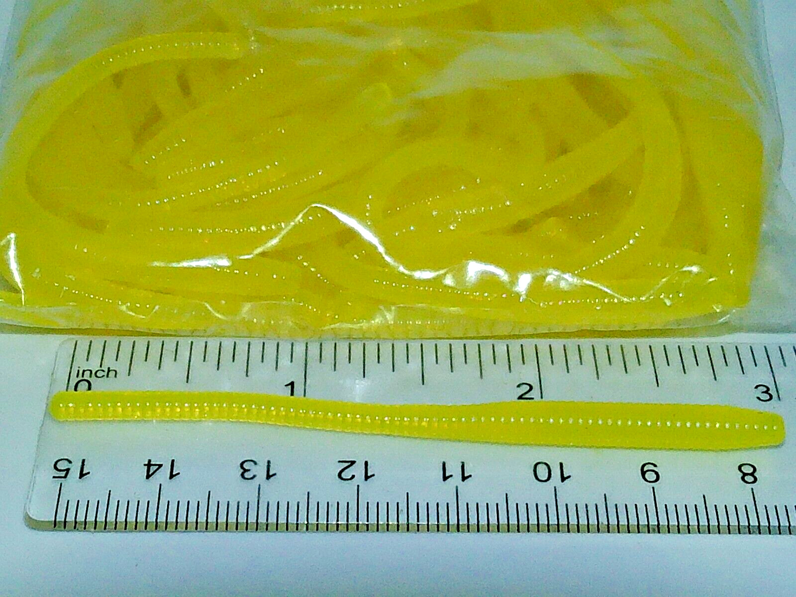 75 Lot Dark Yellow 3"TAPPERED TROUT/FINESS WORM Soft Plastic Fishing Lure Bait