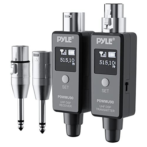 Pyle PDWMU90 Multifunctional UHF Wireless Adapter For Microphones (Dark Gray)