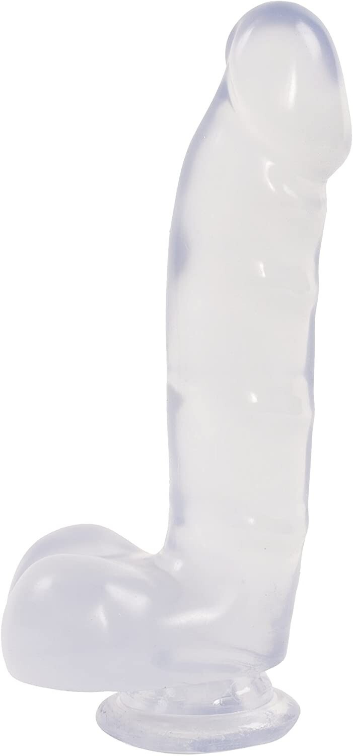 DOC JOHNSON JELLY JEWEL COCK DILDO WITH SUCTIONS CUP - CLEAR