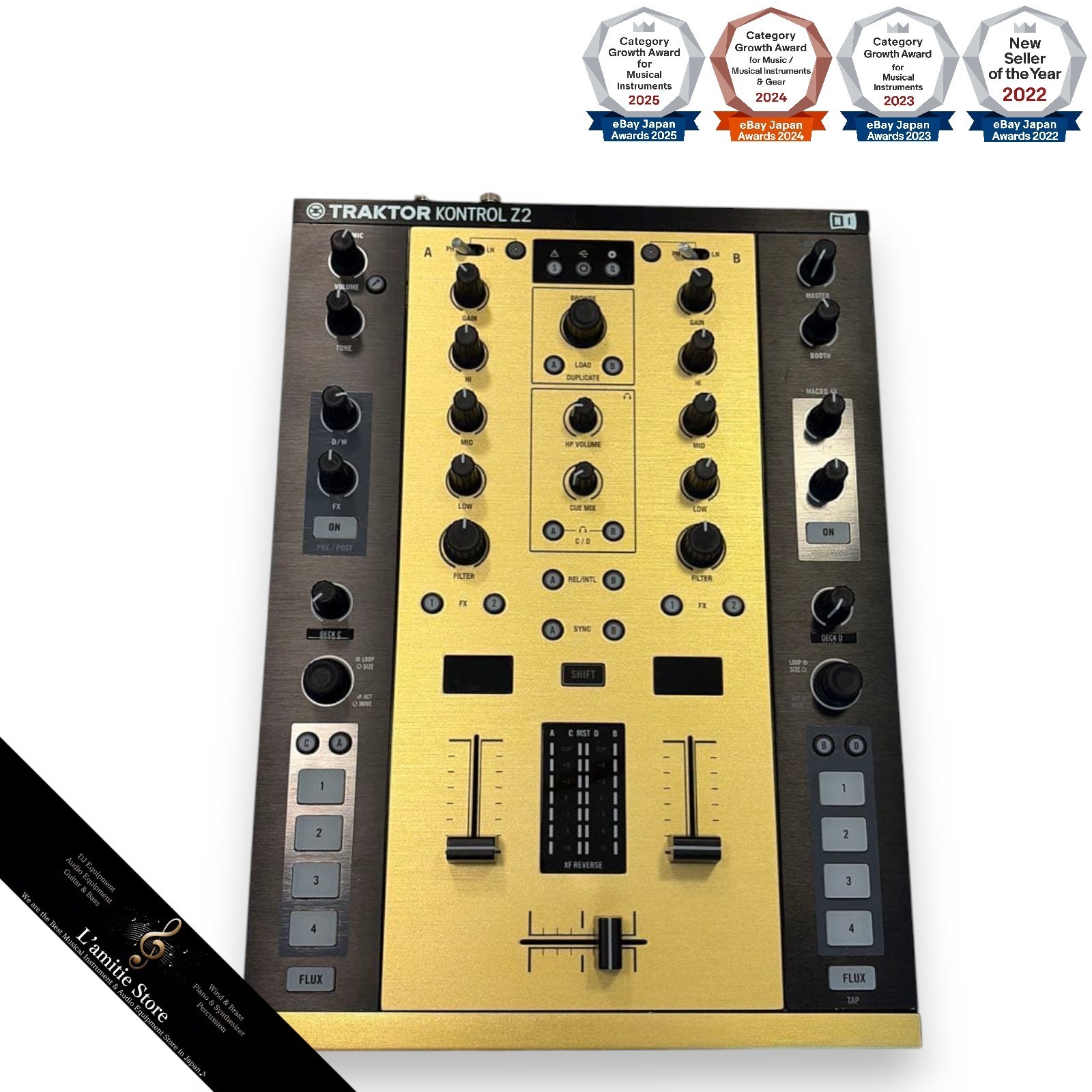 Native Instruments Traktor Kontrol Z2 Gold DJ Mixer 2 + 2-Channel 4-Channel