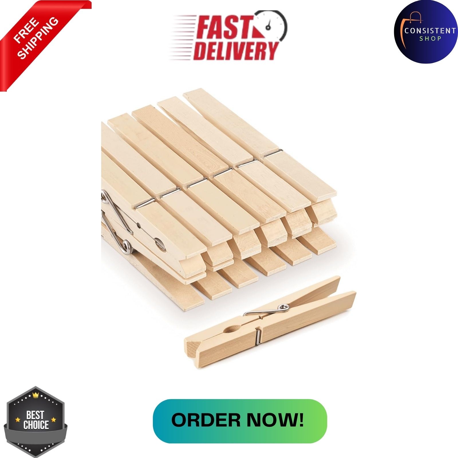 Large Clothes Pins Wooden Clothespins 4 Inch 12 Pack Heavy Duty Outdoor Pegs