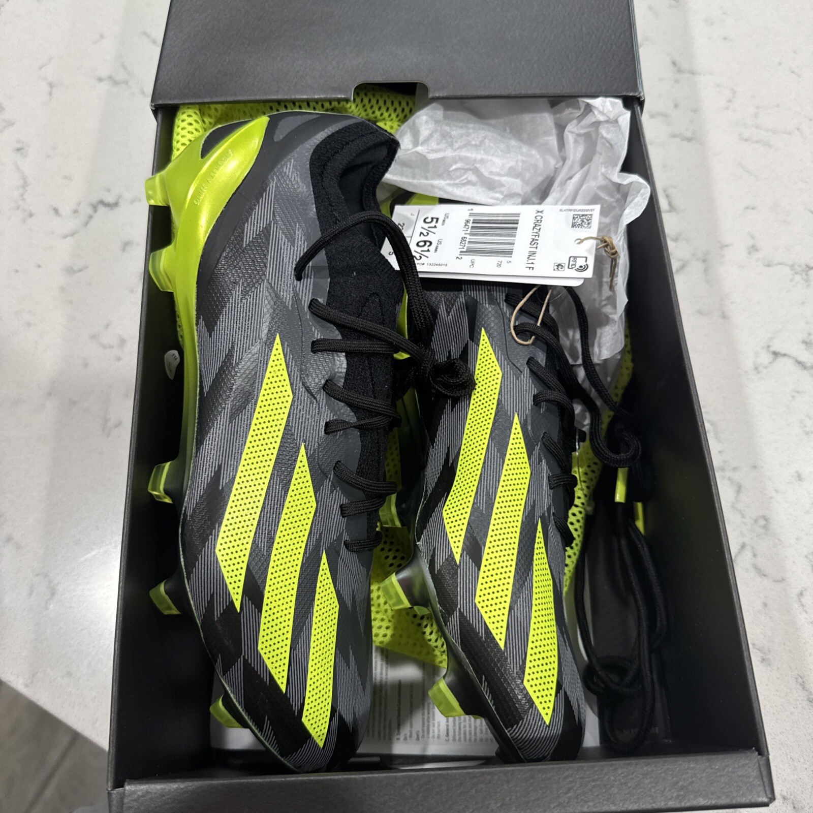 Adidas X CRAZYFAST Injection.1 FG Soccer Cleats Black Yellow Men’s Sz 5.5 IG0670
