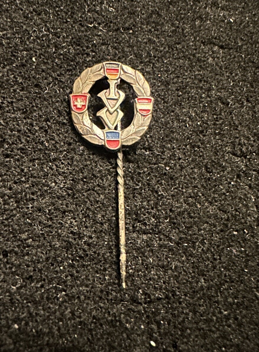 Vintage Germany Austria Switzerland Flags IVV Lapel Hat Stick Pin