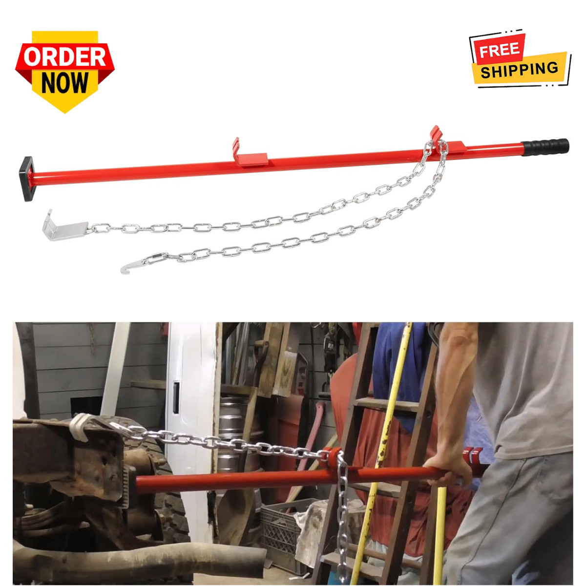52" Auto Body Alignment Bar Pulling Stick Tool Car Bumper Hood Dent Repair Bar