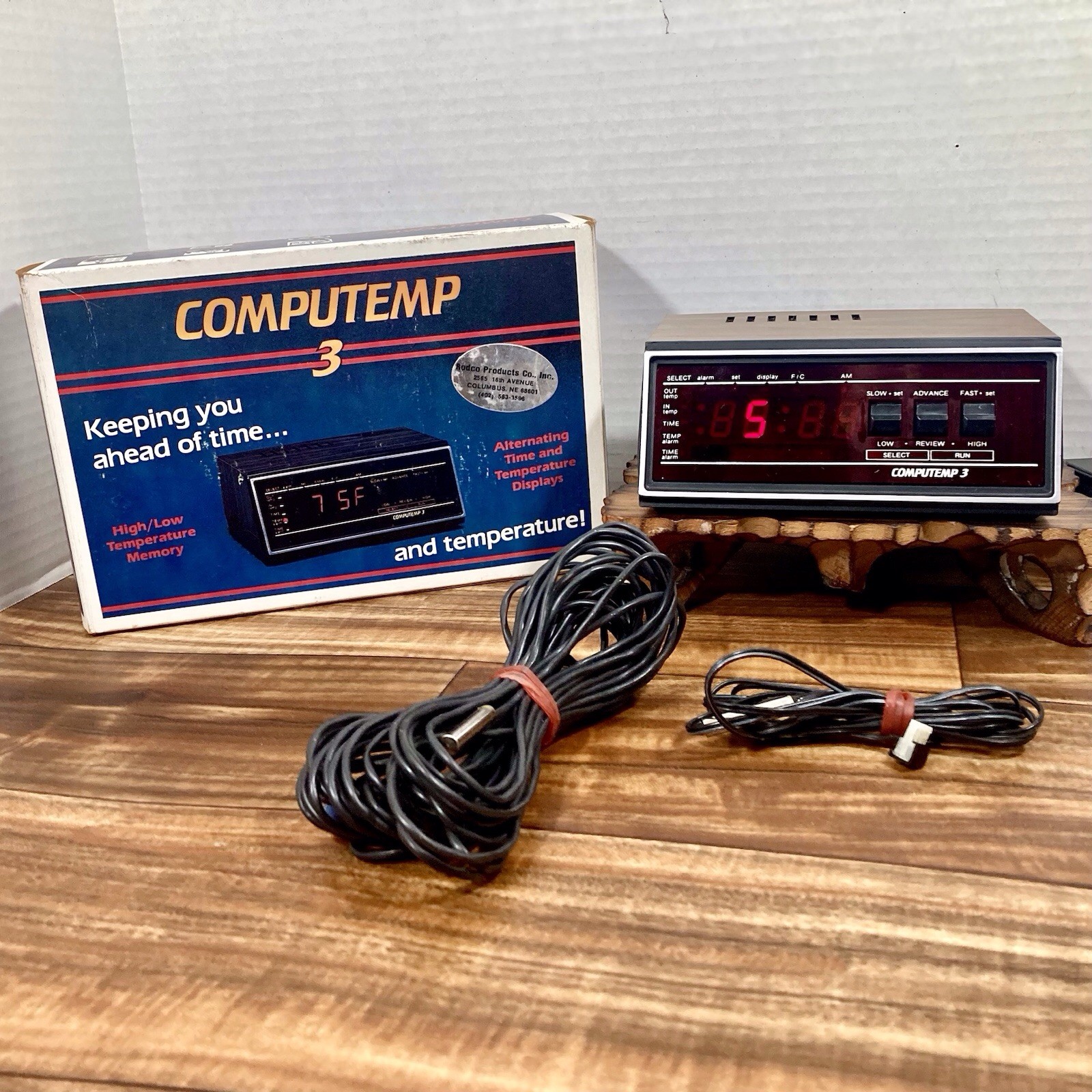 Computemp 3 Digital Indoor/Outdoor Thermometer Alarm Clock Made in USA Works