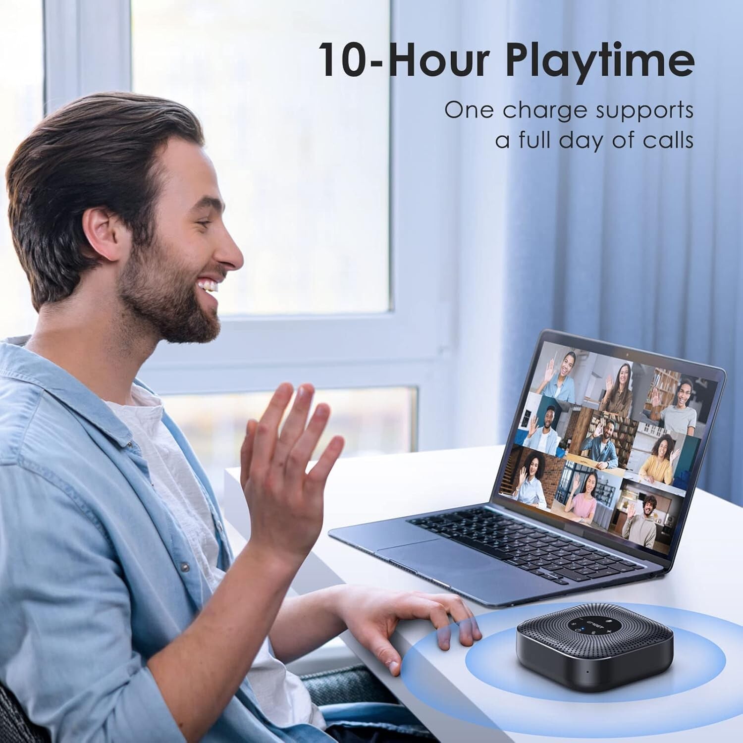 Expandable Conference Speakerphone with Daisy Chain Feature for 16 Attendees
