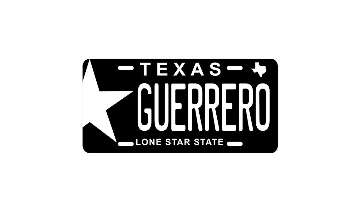 Texas Personalized License Plate YOUR NAME ANY TEXT Custom Black White