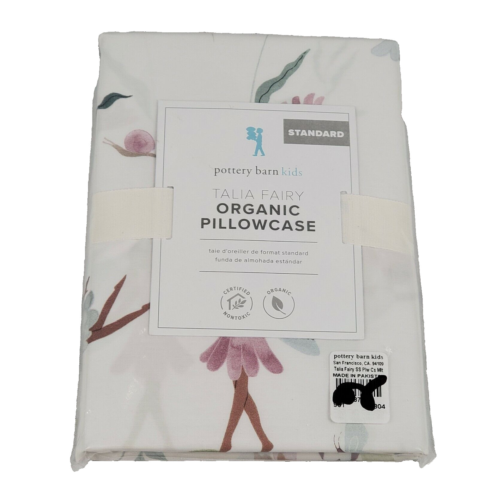Pottery Barn Kids Talia Fairy Organic Cotton Standard  Pillowcase 30"x 20" New