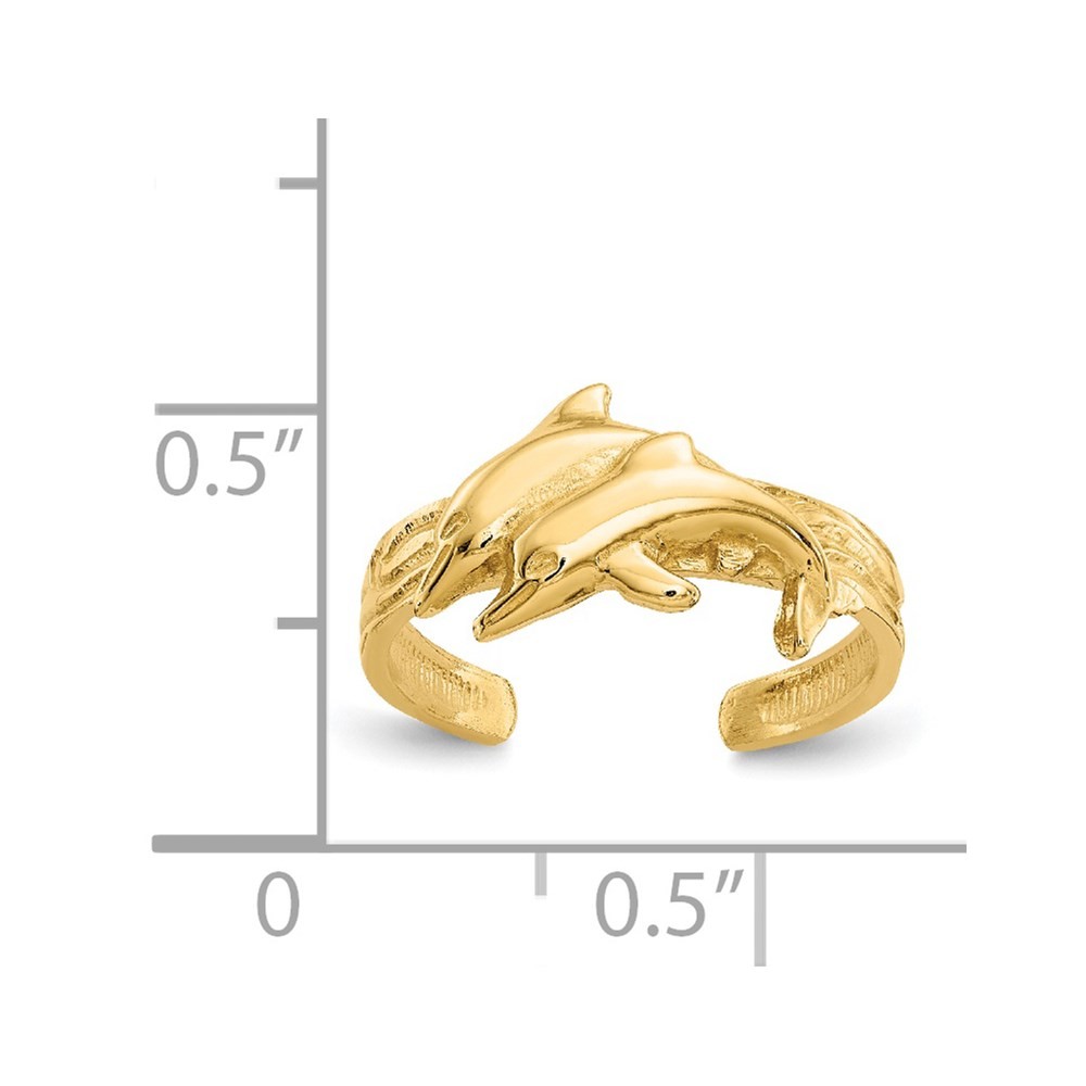 14K Yellow Gold Dolphin Shape Toe Ring