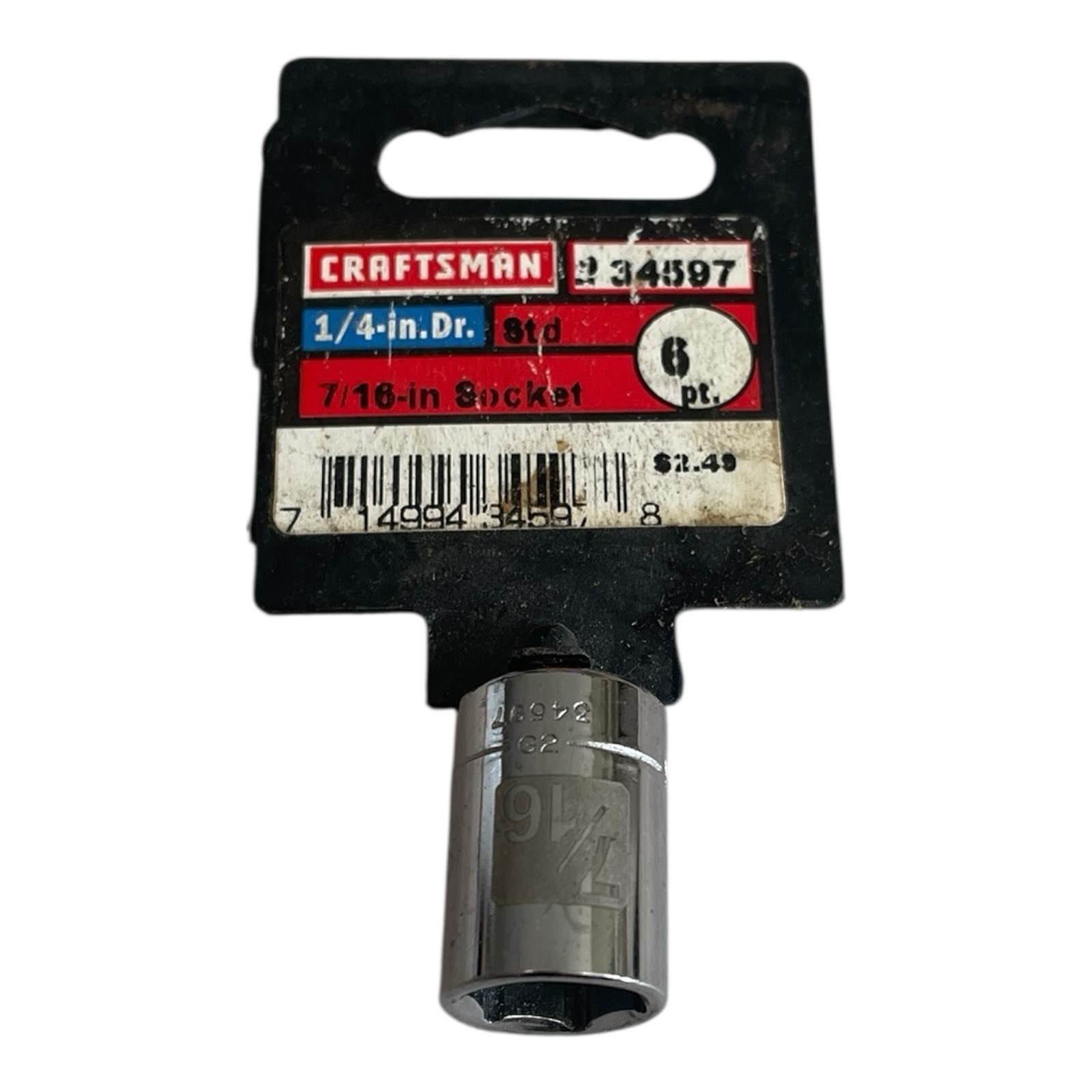 Craftsman 34597 7/16" 6pt Socket 1/4" Drive Easy Read Series USA