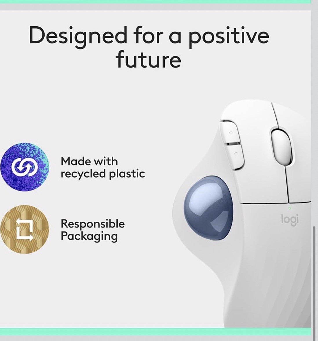 Logitech - ERGO M575 S Wireless Ergonomic Trackball Mouse - Wireless - White