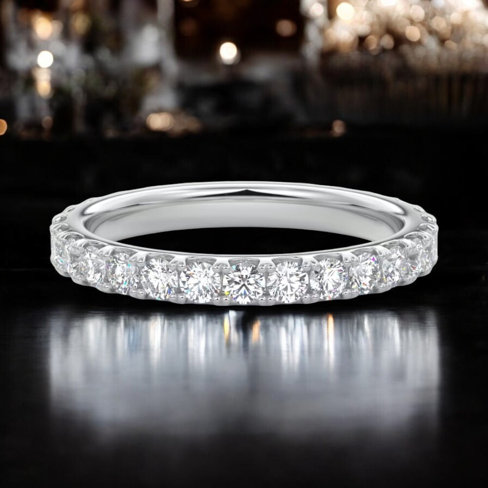 Round Cut Diamond Wedding Band 1 Carat Lab Grown 950 Platinum E F VS