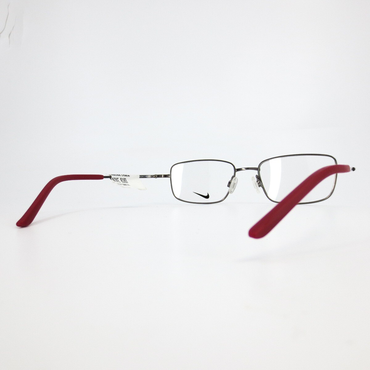Nike Eyeglasses Frames 8183 060 Gunmetal Grey Red Rectangular Full Rim 52-18-140