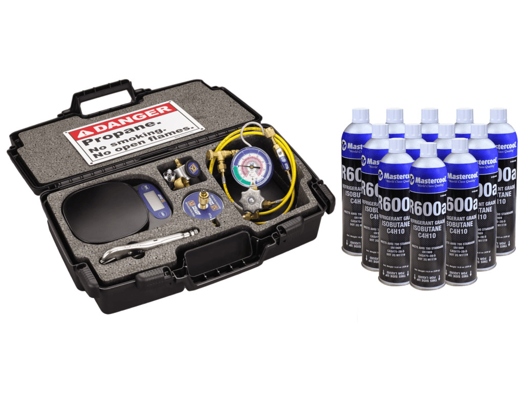 Yellow Jacket 61001 Hydrocarbon Charging Kit with Twelve Cans of R600a