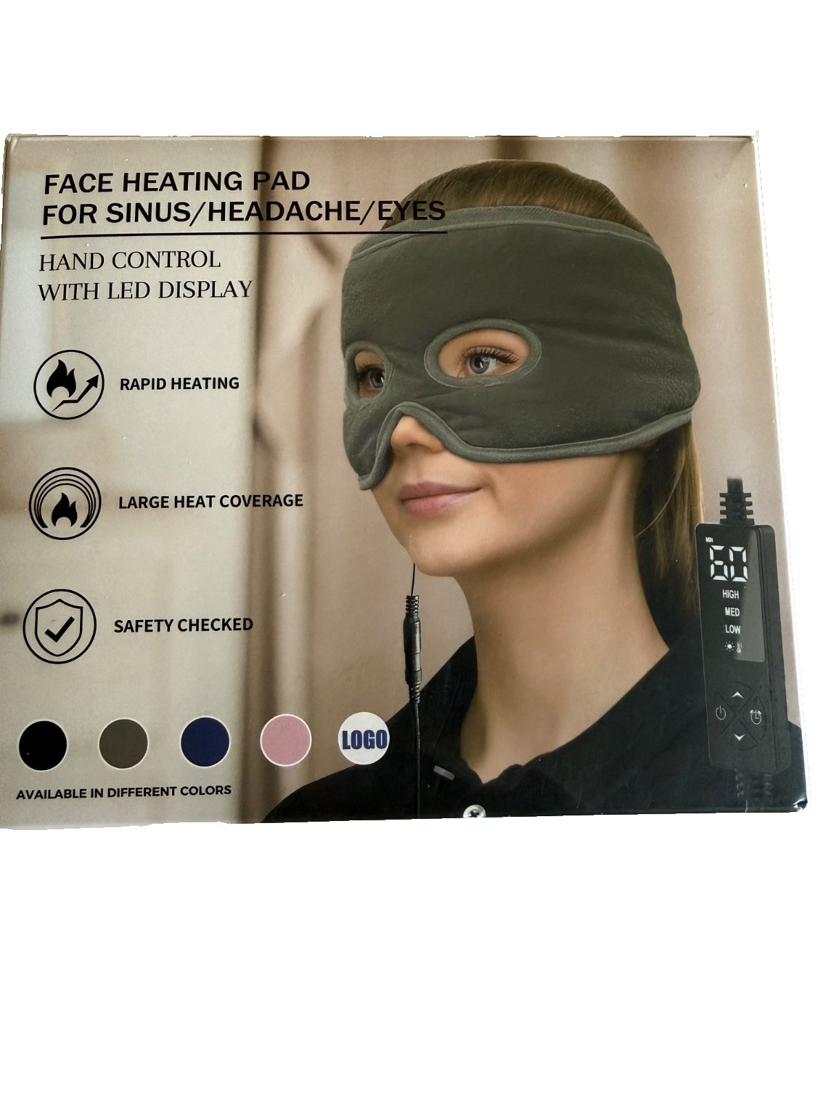 NIB Moist Heat Sinus Tension Pressure Headache Relief Mask LED Display