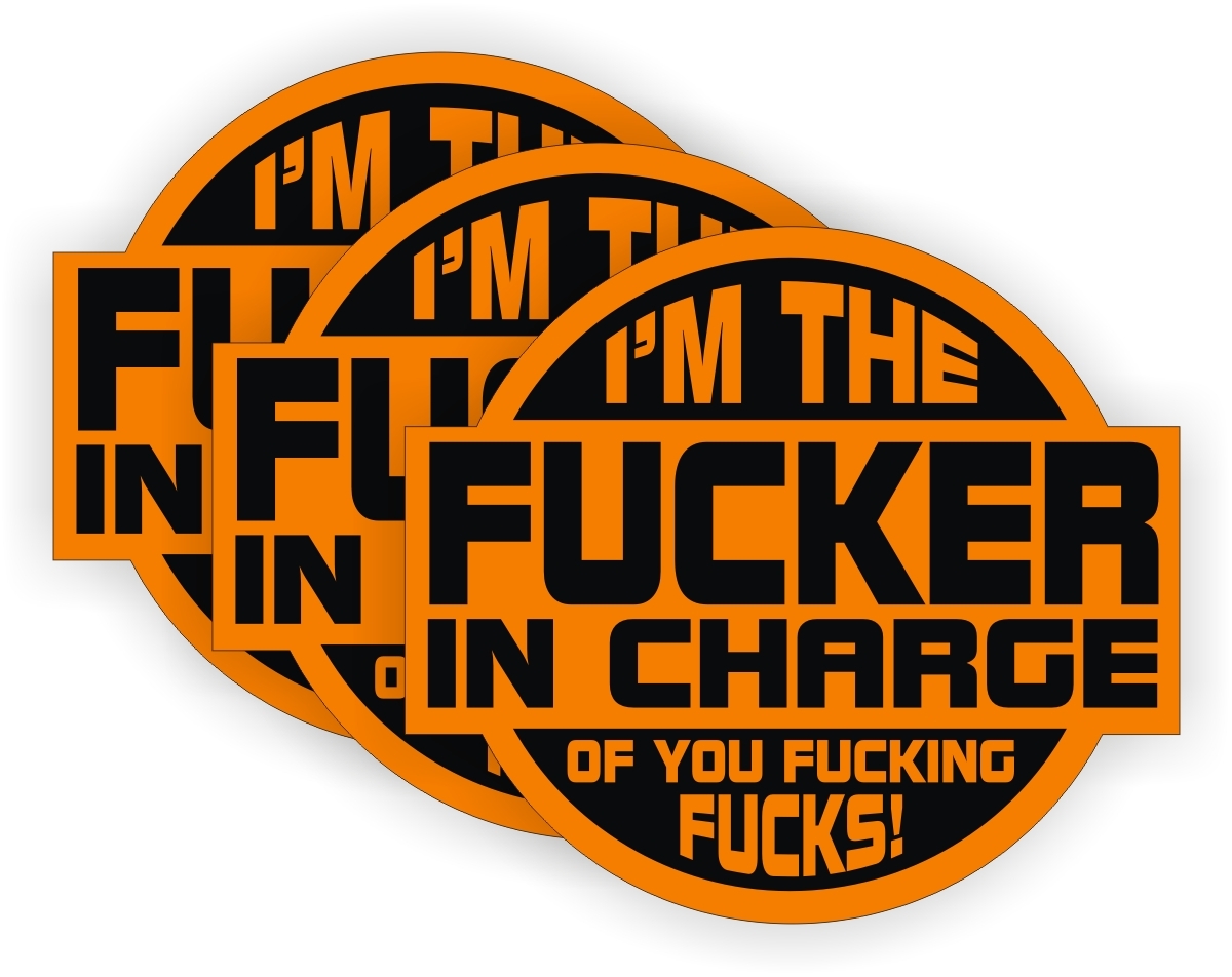 3x- F**ker In Charge Hardhat Stickers Helmet Decals Welder Helmet Foreman