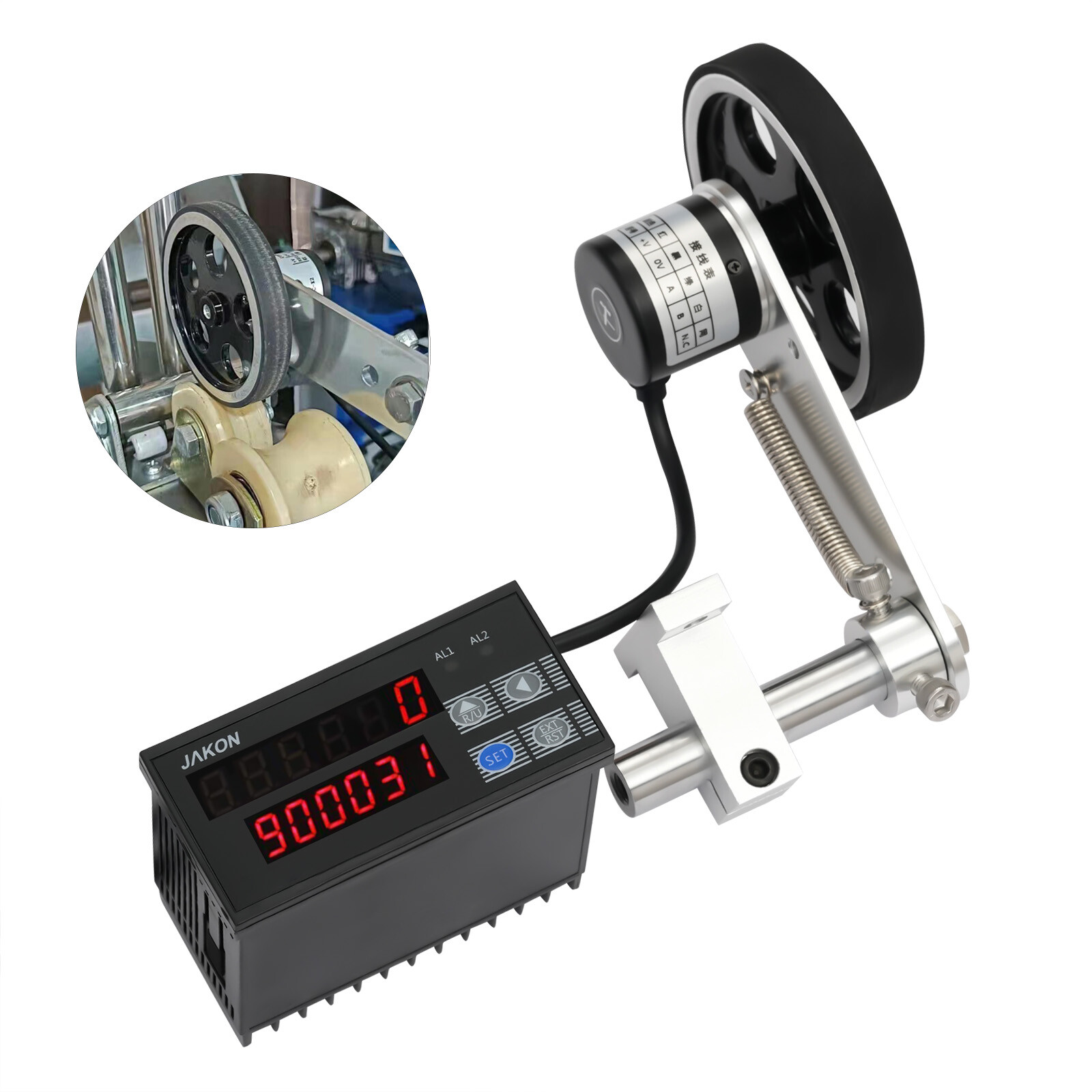 Digital Length Meter Counter 0-999999 with Control Function, US Plug