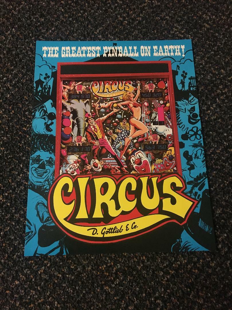 1980 GOTTLIEB FACTORY ORIGINAL CIRCUS PINBALL  PAGE FLYER FOLDED WITH BONUS