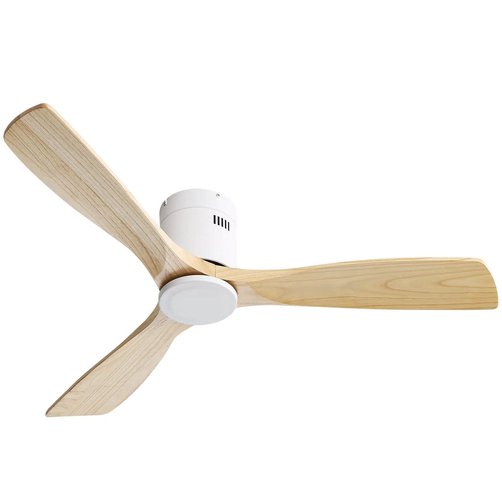 52" Wooden Ceiling Fan With 3 Solid Wood Blades Remote Control Reversible DC