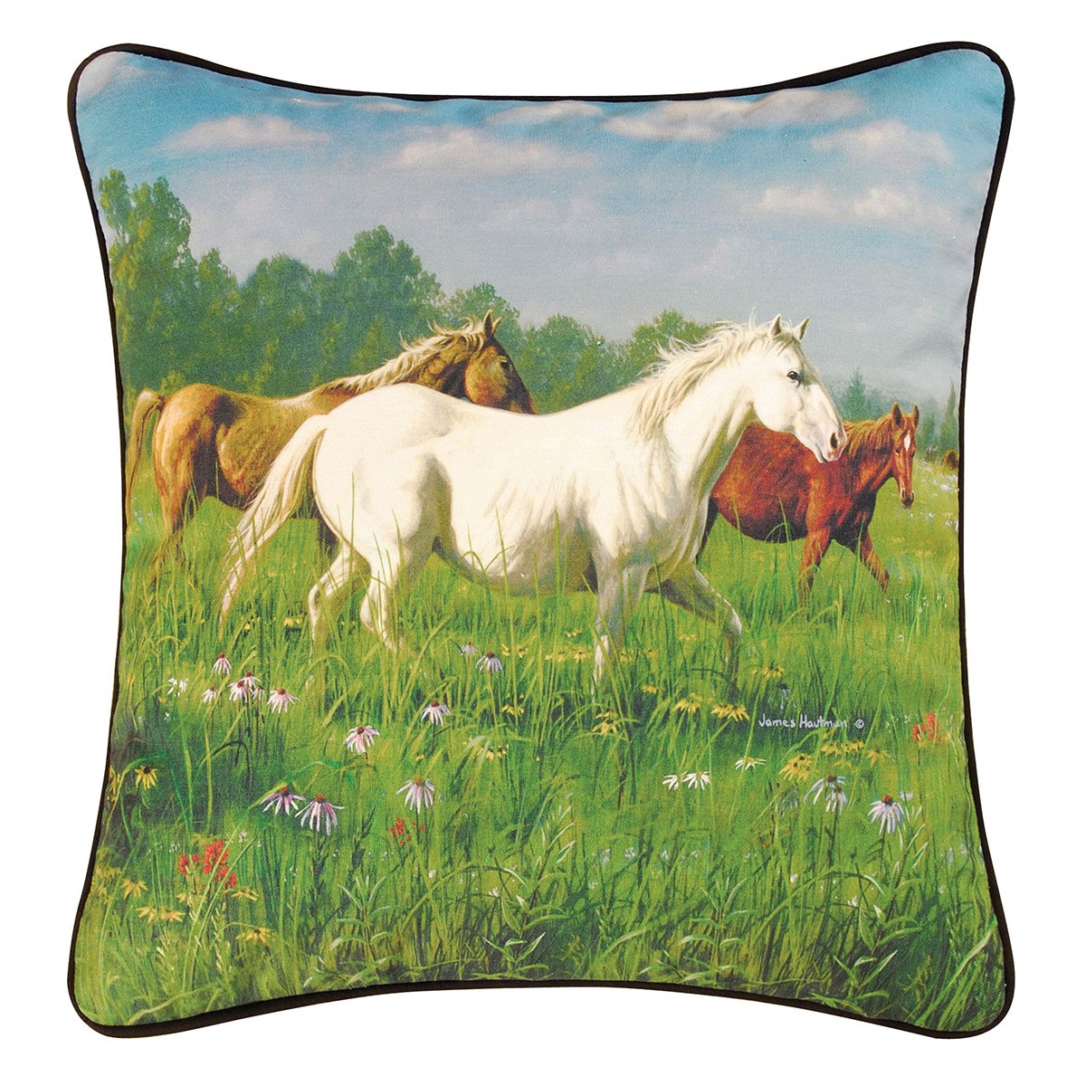 Prairie Horses High Definition Pillow, 18" x 18"