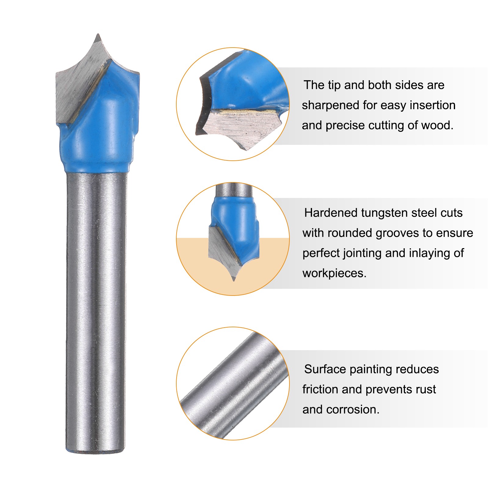 2pcs Point Cutting Roundover Router Bit 3/16" Radius 3/8" Dia CNC Router Bit