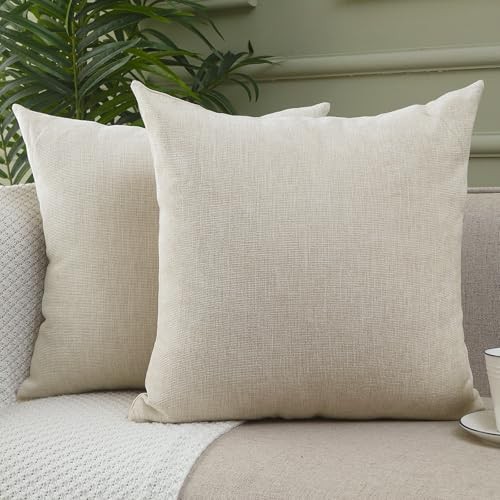 20x20 Inch Decorative Chenille Throw Pillow 20" x 20" (Pack of 2) Beige
