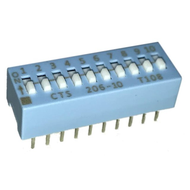 Switches DIP Switches Blue,SWITCH SLIDE DIP SPST, 0.05A 24V, 206-10