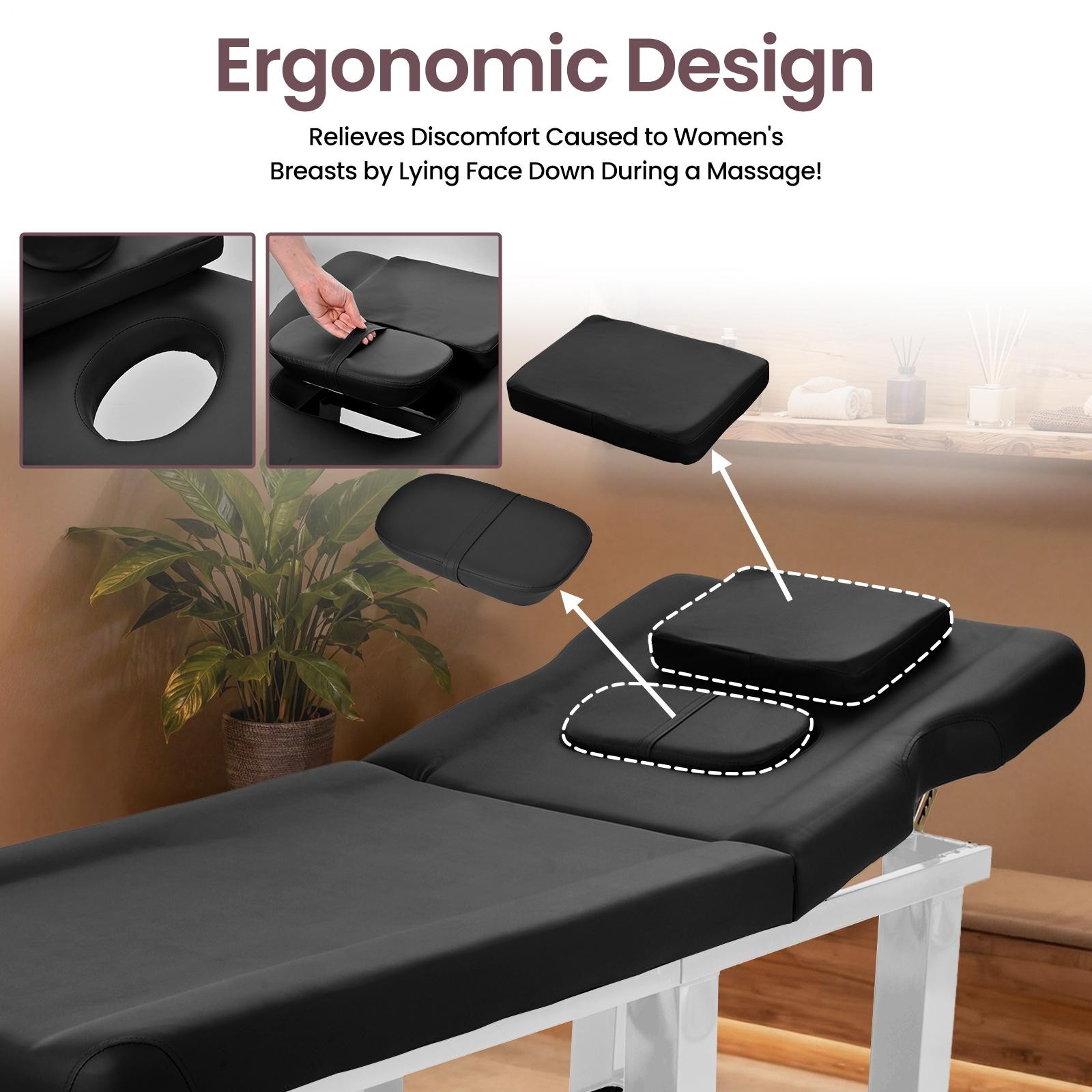 Stationary Massage Table w/ Backrest for Treatment Table Physical Therapy Table