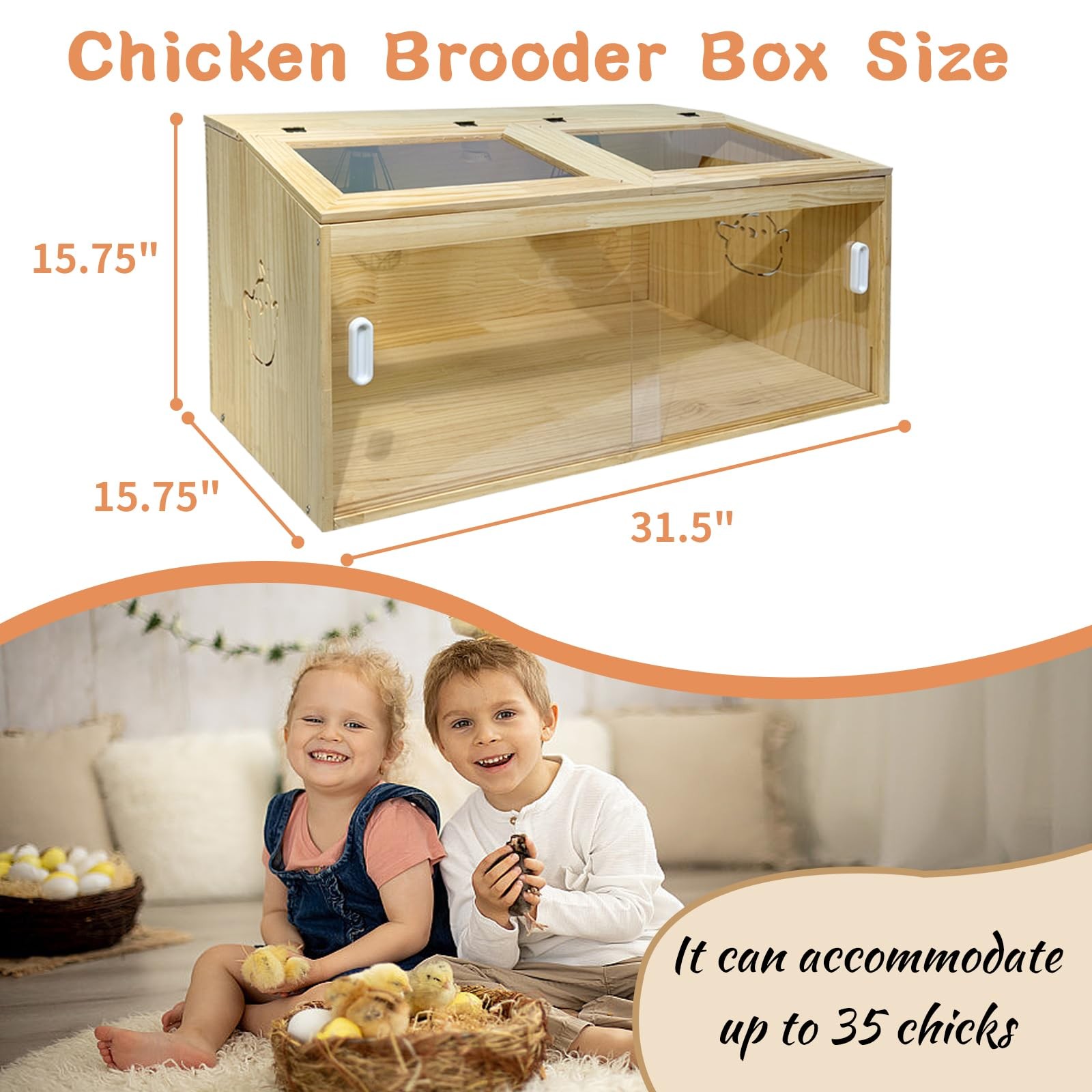 22-Piece Large Chicken Brooder Box 32", All-in-One Kit, Up to 35 Chicks Capac...