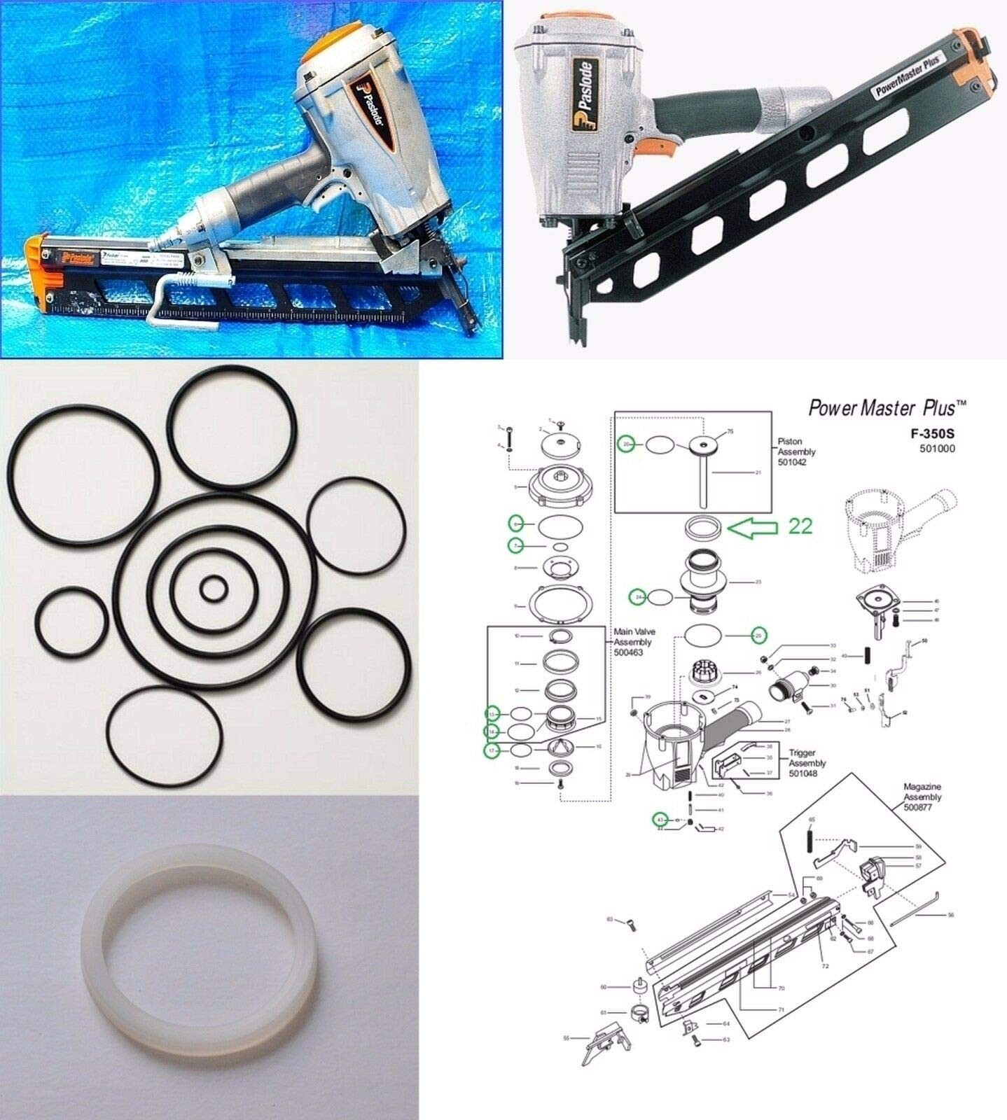O-Ring Rebuild Kit for Paslode F350-S Framing Nailer with Cylinder Seal 402011